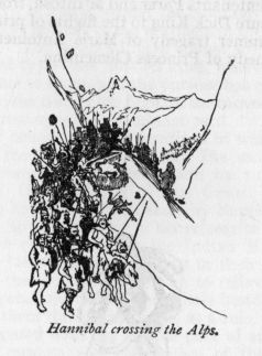 Hannibal crossing the Alps.