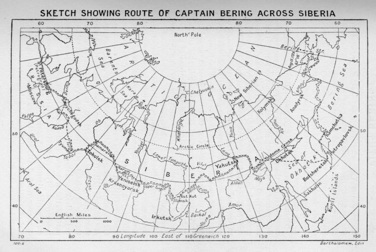 SKETCH SHOWING ROUTE OF CAPTAIN BERING ACROSS SIBERIA