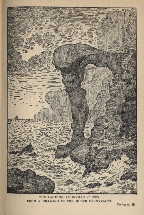 THE LANDING AT BIVILLE CLIFFS FROM A DRAWING IN THE MUSE CARNAVALET