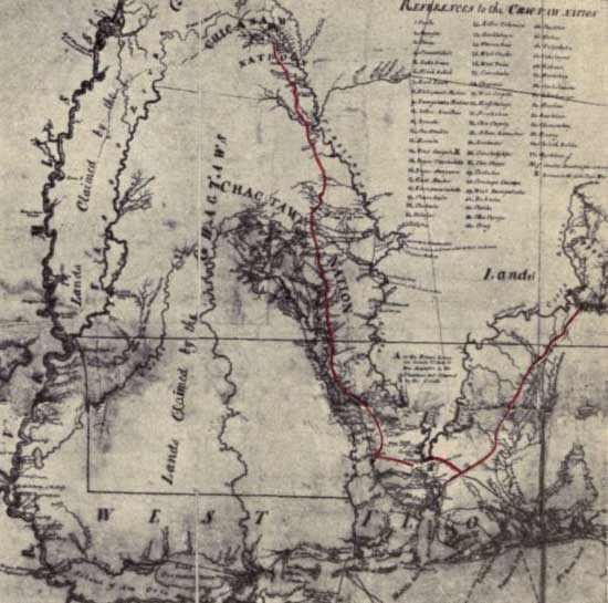 A section from a MS map entitled: "A Map of the Southern
Indian District of North America.
