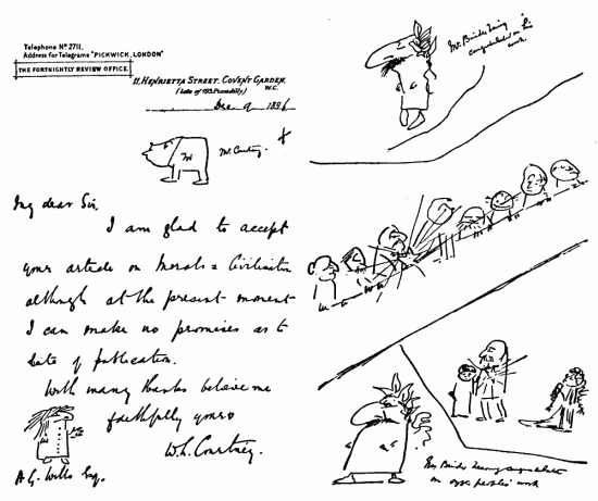 Hand-written note with drawings.