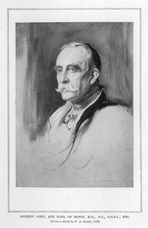 GILBERT JOHN, 4TH EARL OF MINTO, K.G., P.C., G.C.S.I., ETC.  (<I>From a sketch by P. A. Laszl, 1912</I>)