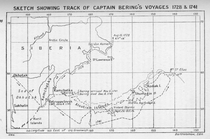 SKETCH SHOWING TRACK OF CAPTAIN BERING'S VOYAGES 1728 & 1741