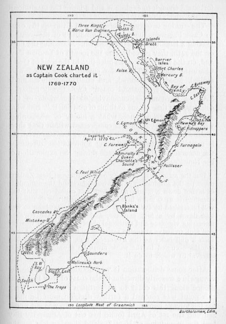NEW ZEALAND as Captain Cook charted it.  1769-1770