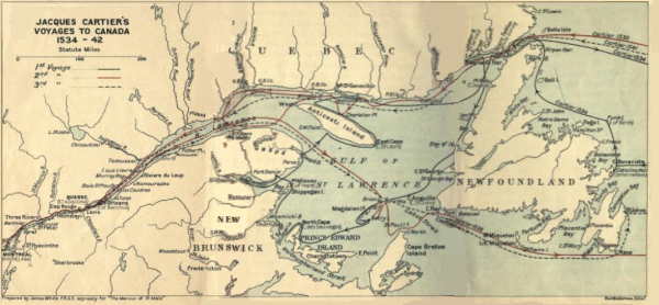 Map of Cartier's Voyages